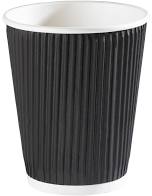 Cup double  wall ribbed 8 oz  black 500 pcs